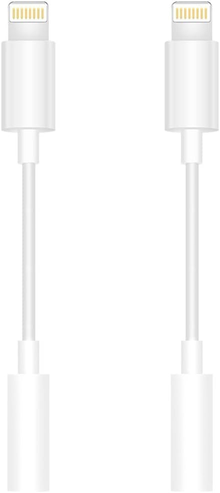 TOKPAK l031 98 Apple Headphone Lightning Connection Converter, Ear Buds Jack Adapter Earphone Apply to iPhone 8/7 and 7 Plus, 3.5 mm, White, 2 Piece