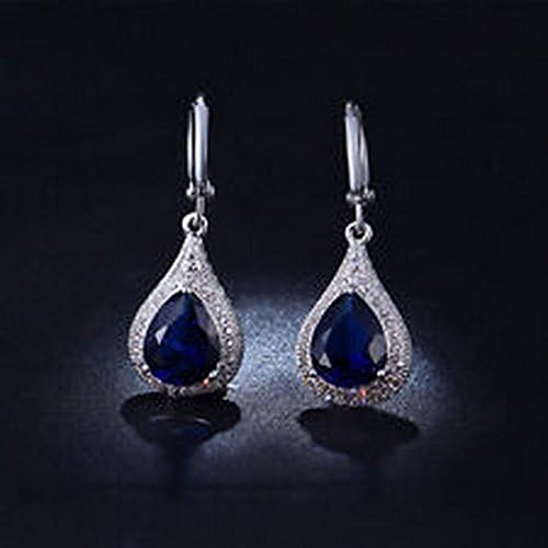 YD Jewels - Amazing 18K Gold Filled Womens Ear Studs Blue Sapphire Dangle Teardrop Earrings