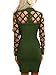 Wuxh Women's Sexy Long Sleeve Hollow Out Cocktail Clubwear Party Mini Bandage Bodycon Dress (Medium, Army Green)
