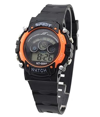 TESLO Sport Digital Round Dial Sport Style Trendy Rubber Streap ORANGE Color Digital System Watch For Boys And Childrens And Men |3 MONTH WARRANTY|