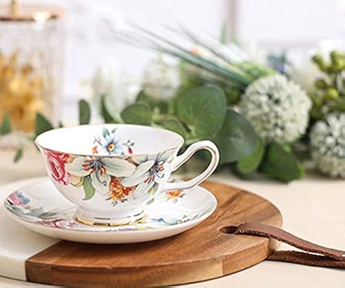 Europe Bone China Coffee Cup Saucer Spoon Set 200ml Luxury Ceramic Mug Top-grade Porcelain Tea Cup Cafe Teaware Party Drinkware Queen Rose 200ml - View #9