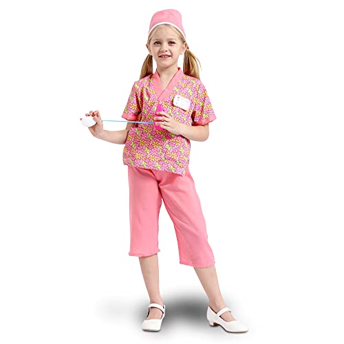 Nurse Costume for Kids and Toddler, Pretend Play Scrubs Dress Up Set