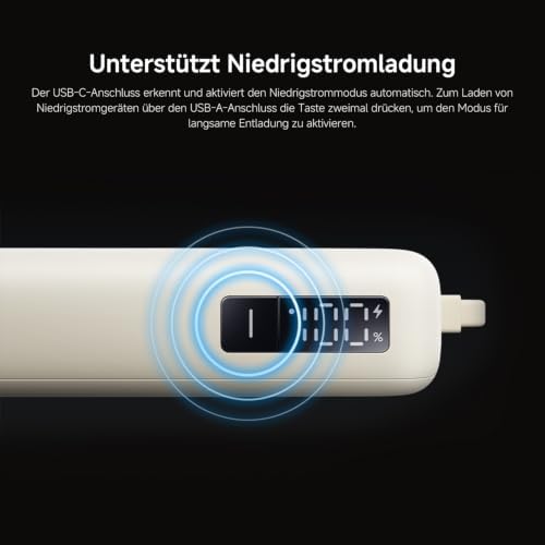 22.5W Power Bank mit Integriertem Kabel - 10000mAh, Schnellladefunktion, lädt 3 Geräte gleichzeitig, flugtauglich, in 4.5 Stunden aufgeladen - praktisch und kompakt, Blau