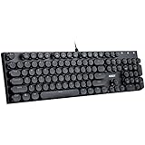 AUKEY Mechanical Keyboard with Blue Switches, 104-Key Typewriter Retro Style with Metal Base and Round Keycaps for Typing and Gaming