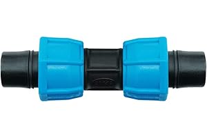 Watts ASC34 ANKA Series High Pressure Poly-Pipe Straight Coupling, 3/4" x 3/4" Black Fitting w/ Blue Tapered Nut Seals, High Grade Glass Fiber Reinforced Nylon, Agriculture & Irrigation