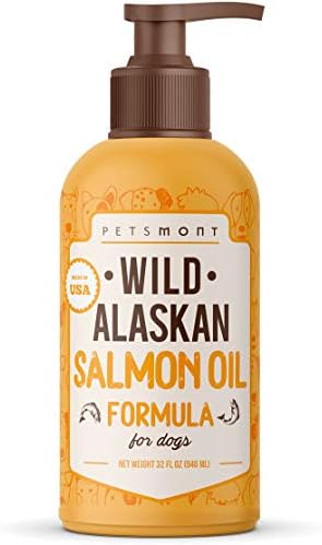 Petsmont Wild Alaskan Salmon Oil for Dogs Formula 32 oz, Dog Fish Oil, Dog Salmon Oil, Omega Oil for Dogs, Liquid Fish Oil for Dogs Liquid Pump, Omega 3 for Dogs