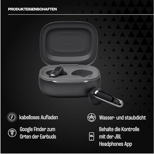 Live Flex 3, Wireless Earbud-Kopfhörer mit Bluetooth, 50 Stunden Akkulaufzeit, True Adaptive Noise Cancelling und hochauflösendem JBL Signature Sound, IP54 wasserfest, mit Ohrstöpseln, Schwarz