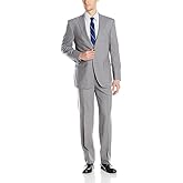 Adam Baker Men's 100% Wool Slim Fit 2-Piece Suit Set, Single Breasted Jacket and Trousers, for Business, Wedding & Prom