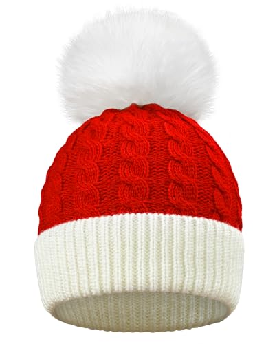 Christmas Knit Santa Hat Baby Knitted Beanie Hat for Infant‌ Toddler‌ 0 to 3 Years Old Red