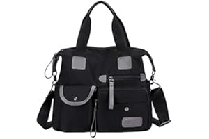 MINTEGRA Nylon Tote Bag for Women Multi Pocket Shoulder Bag Waterproof Diaper Crossbody Bag