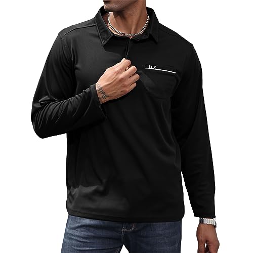 Lexiart Fashion Polo Shirts for Men Workout Golf Shirt Quick Dry T-Shirt with Pocket
