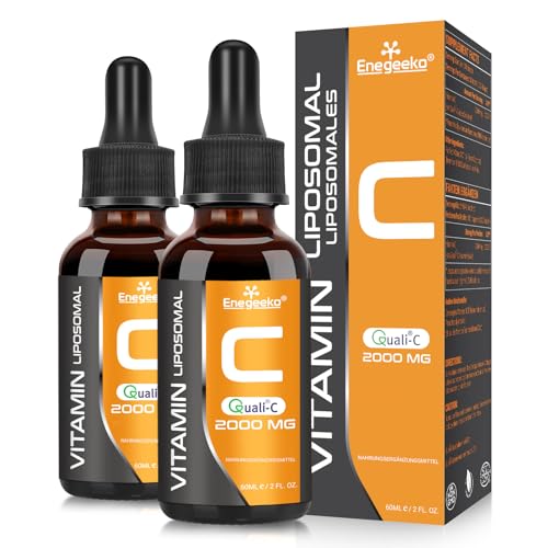 Liposomales Vitamin C 2000 mg Tropfen | Hochdosierte Vitamin C Formel für Optimale Aufnahme | Flüssiges Vitamin C | GVO-frei | Vegan | pH-neutral (60 ml (2er Pa