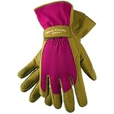 West County 074B/S Classic Gloves &ndash; Small, Berry, Gardening Gloves w/ Extended Cuff, Dotted Palm and Finger Tips, Berry/Moss