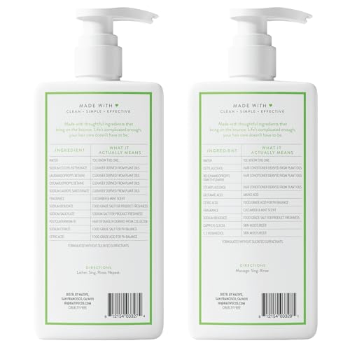 NATIVE SHAMPOO AND CONDITIONER CONTAIN NATURALLY DERIVED INGREDIENTS | ALL HAIR TYPE COLOR & TREATED FROM FINE TO DRY DAMAGED, SULFATE & DYE FREE – CUCUMBER & MINT, 16.5 FL OZ EACH (2 PACK)