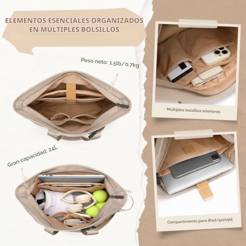 Tennis Bag for Women, Carry Bag with Wet Pocket, Yoga Mat Tote Bag, 14 Inch Multifunctional Tote Bag for Travel, Fitness, Yoga, Tennis and Office