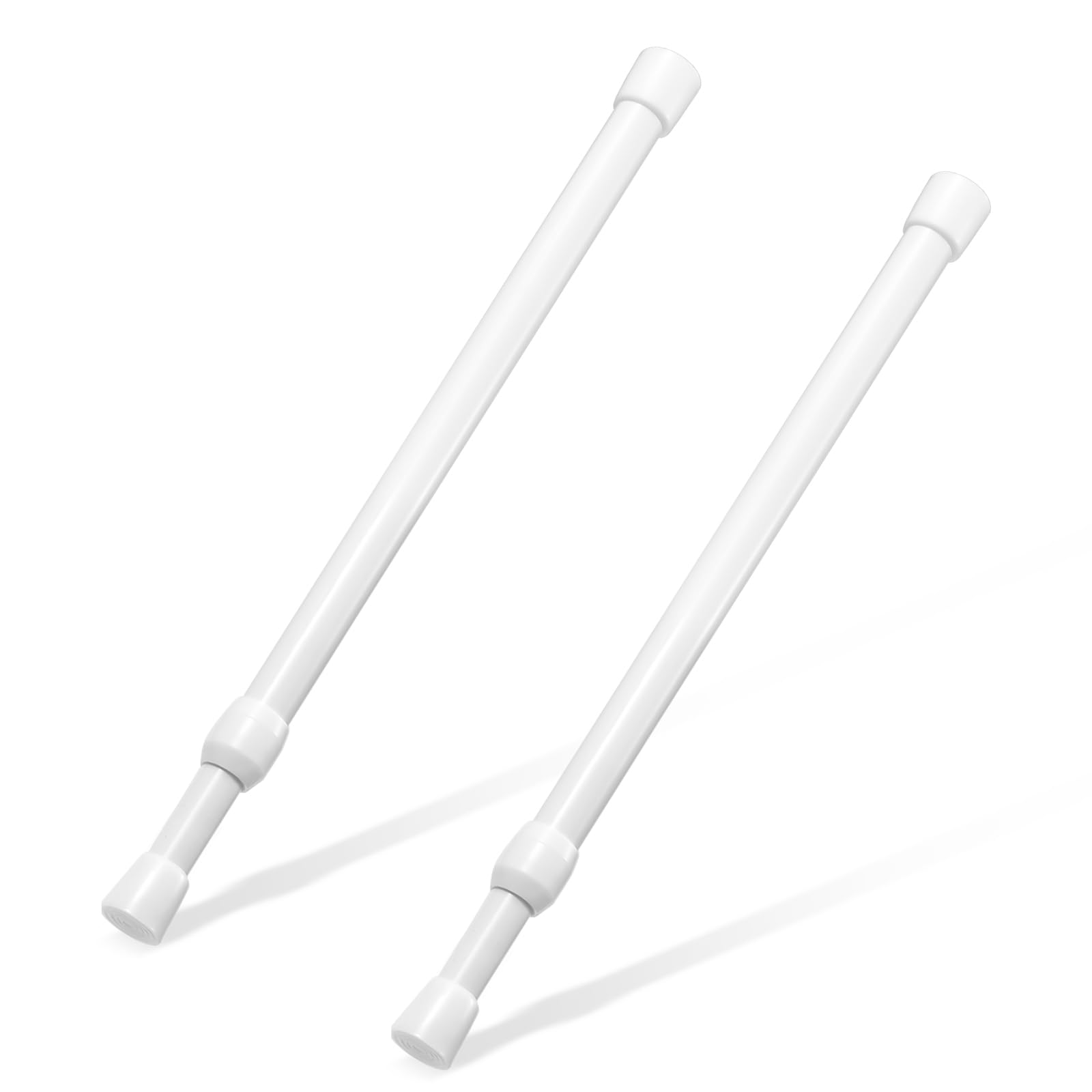 Photo 1 of Spring Tension Rod, Goowin Small Tension Rod, 5/8" Diameter No Drilling Expandable Short Tension Rods Spring Rods, Tension Rods for Closet, Cupboard, Hanging Clothes, White, 2 Pack (12-20 inch)