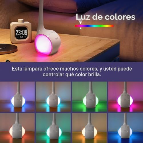 Candeeiro de secretária LED T3 para crianças, luz LED para crianças estudarem leitura com luz noturna a cores, Candeeiro de mesa tátil 3 níveis de brilho, branco