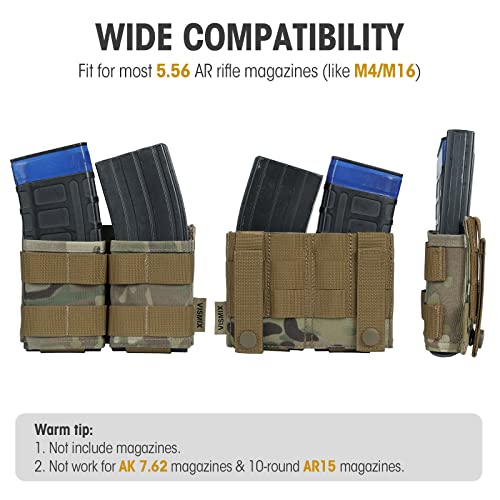 VISMIX Rifle Mag Pouch, Double 5.56mm AR MOLLE Magazine Pouch with