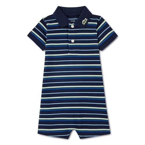 Lacoste Classic Pique Polo Romper, Navy Blue Stripe, 6M at Amazon