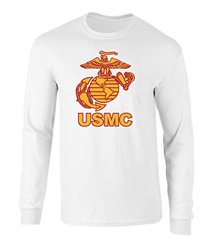 US Marines USMC Eagle Graphic Long Sleeve Officially Licensed T Shirt White Extra Large