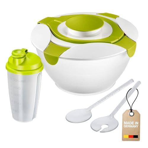 Westmark Salat-Set, 3tlg., Salatbutler, Salatbesteck und Dressingshaker, Kunststoff, Transparent/Grün, 242222E7