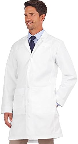 Meta 1199 Mens 38" Twill Trench Style Coat White 38