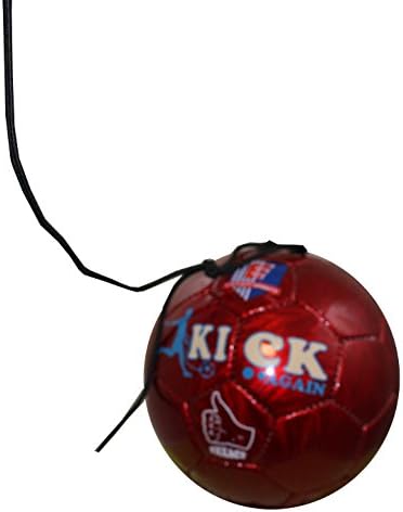 Exxact - Kick Again - Training Soccer Ball with stretchable string for Solo/Team training -Size 3 or 4 for Kids or Teens. (Red, 3)