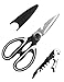 Heavy Duty Kitchen Shears Multi-Purpose Scissors with Blade Cover & Corkscrew Black/White