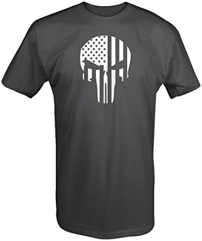 One Stop Gear American Flag Vertical Tactical Military Punisher Skull T Shirt