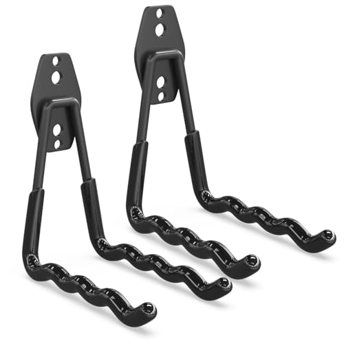 3-H Lot de 2 Crochet Mural Garage en Forme de Vague (Moyen), Crochet de Garage en Acier Résistant avec Revêtement Anti-Dérapant - Support de Rangement Outils de Jardin, Vélos,Échelle,Tuyaux