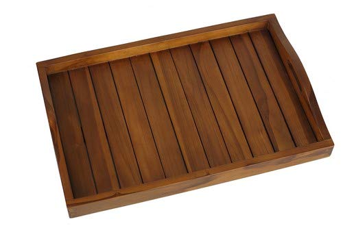 Bare Decor Kalos Outdoor Solid Teak Wood Tray Table, 30-Inch, Brown