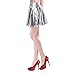 Women's Pleated Skirt Short Shiny Liquid Metallic Flared Skater Skirt Silverm, S