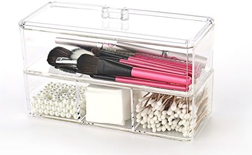 Xuzog Clear Acrylic Lipstick Holder & Makeup Brush Storage , Acrylic Jewelry Storage (Two Trays)