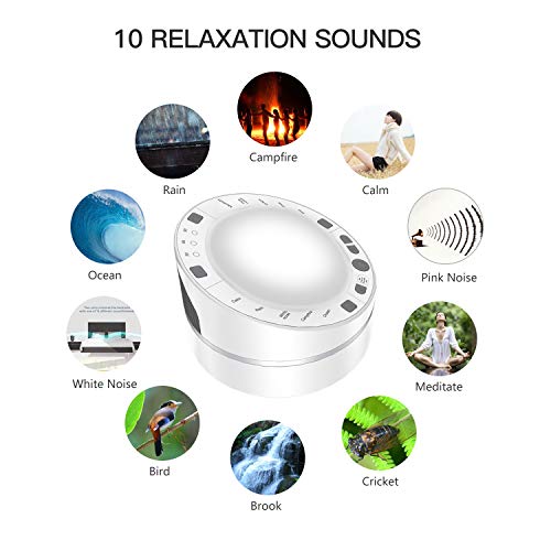 White Noise Sound Machine for Sleeping,Wandwoo DIY Recording Soothing Nature White Noise Machine for Baby,2 Light Lamp Switch,Auto-Timer for Traveling,Office Privacy