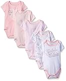 Calvin Klein Baby Girls' Assorted Short Sleeve Bodysuit, Pink/White, 6-9 Months (Pack of 5)