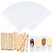 Resinta 200 Pieces Ice Pop Set Clear Ice Pop Bags Ice Cream Sticks Wooden Popsicle Sticks with Hot Sealing Packing for Ice Pop Making