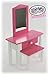 Matty's Toy Stop Pink/White Wooden Doll Furniture Doll Vanity with Bench and Pull Out Drawer for 18 inch Dolls (Fits American Girl Dolls)
