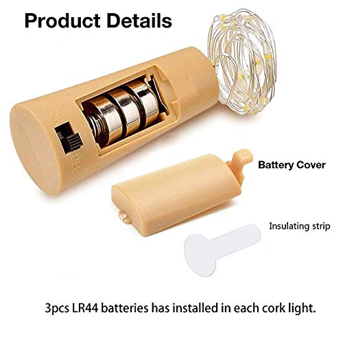Bottle Lights, HTLY SPR 6 Packs Imitation Cork Copper Starry Wine Bottle Lights, Battery Powered Warm White Wire Bottle Lights for Bedroom, Parties, Wedding, Decoration(2m/7.2ft Warm White)