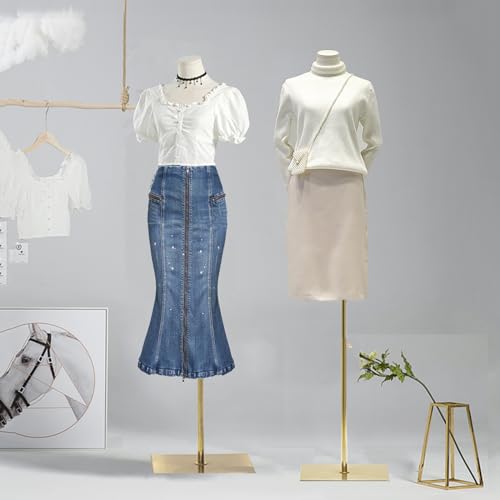 QJSZMEI Ladies Bust Mannequin, Adjustable Height Mannequin Sewing Woman with Metal Base Rectangle, Female Torso Mannequin for Showcase Display (Color : White, Size : A)