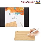 ViewSonic New WoodPad Drawing Tablet 7 inch with 4096 Pen Pressure Levels and Pen Tilt 60 Degree Made of Bamboo with BatteryFree Pen for Professional Digital Artwork