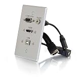 C2G 39707 HDMI, VGA, 3.5mm Audio and USB Pass Through Single Gang Wall Plate, Aluminum