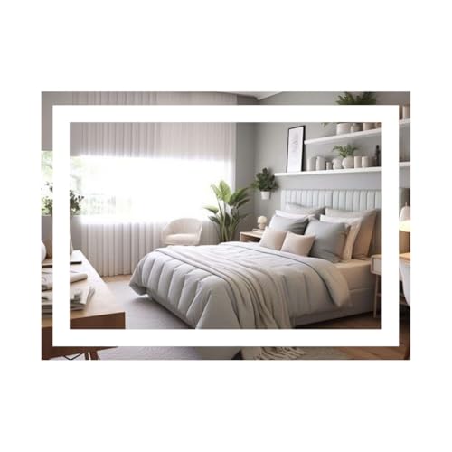 Espelho jateado lapidado decorativo Retangular Vertical ou horiontal 70x50cm luz led touch Dimerisável luxo iluminado (Led frio)
