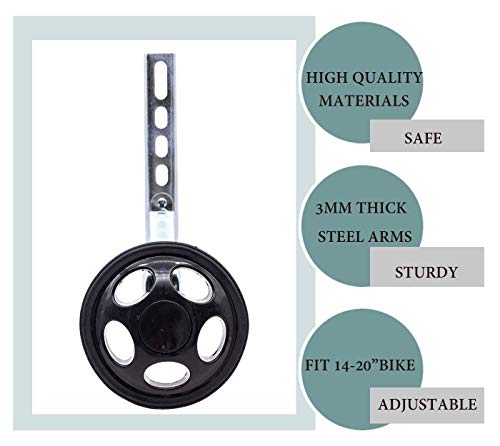 MOLI DEE! Sports & Outdoors Bicycle Training Wheels for Kids, Adjustable for 14 16 18 20 inch Bike. A Perfect stabilizer Accessories Package for Kid (Black)