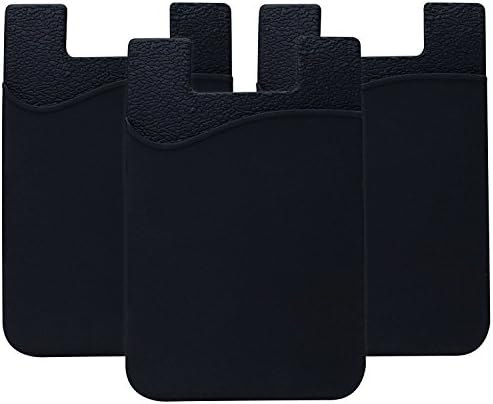 Stick On Wallet, (3 Pack: Black) A Adhesive /ID/Credit Card, Pouch Card, Holder For Android, Smart Phone,iPhone, 3m Pouch, by AgentWhite, Black