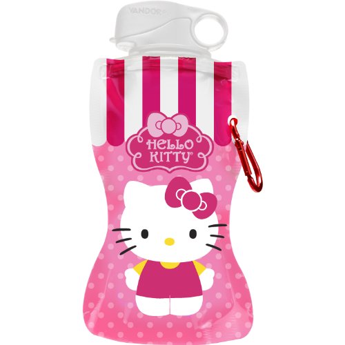 Vandor 18010 Hello Kitty 12 oz Collapsible Water Bottle, Pink
