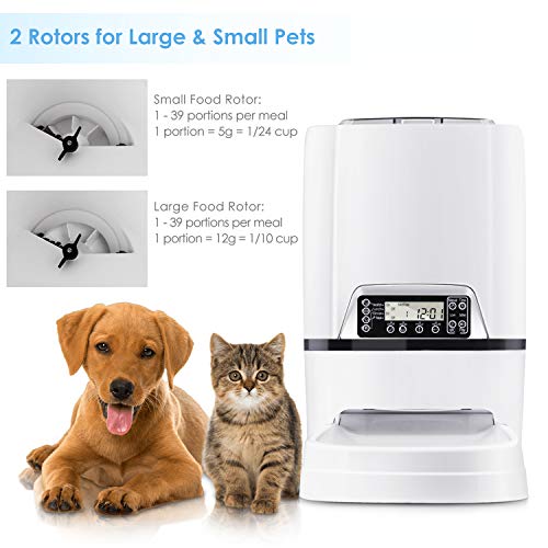 amzdeal Automatic Cat Feeder 6L Pet Feeder Dog Food Dispenser with Time