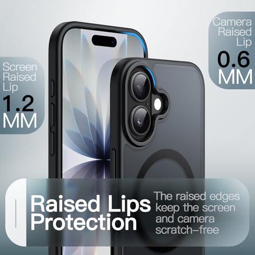 JETech Magnetic Case for iPhone 17 6.3-Inch Compatible with MagSafe, Translucent Matte Back Slim Minimalist Shockproof Phone Cover (Black)