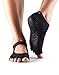 toesox Women's Bella Half Toe Grip Non-Slip for Ballet, Yoga, Pilates, Barre Toe Socks, Medium, Black