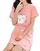 Vopmocld Big Girls' Cute Happy Cat Sleepwear Short Sleeve Summer Soft Nightgown, Pink, 14