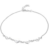 Vanbelle Sterling Silver Jewelry Rhodium Plated with 925 Stamp - Playful Dolphin Anklet for Women - Lightweight Silver Ankle Bracelet with Dolphin Charms